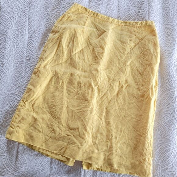 Talbots 100% Irish Linen Pencil Skirt Yellow 4 - Picture 1 of 8